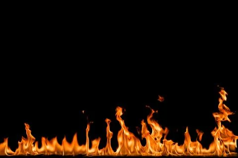 Fire flames on black background. Foto stock