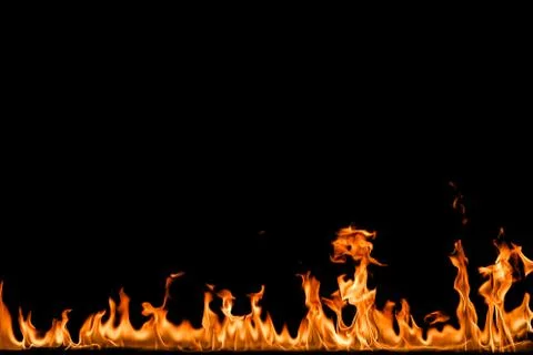 Fire flames on black background. Foto stock