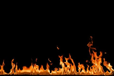 Fire flames on black background. Foto stock