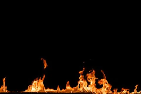 Fire flames on black background. Stock-Fotos