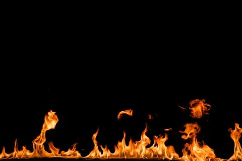 Fire flames on black background. Foto stock