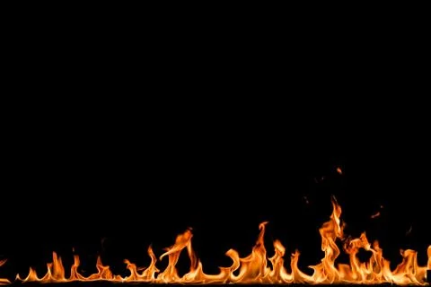 Fire flames on black background. Foto stock