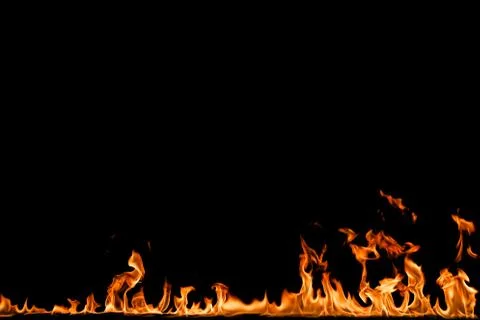 Fire flames on black background. Foto stock