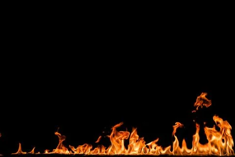 Fire flames on black background. Foto stock