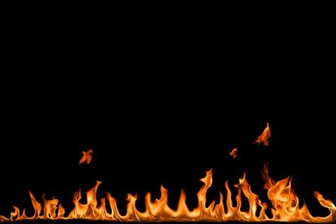 Fire flames on black background. Foto stock