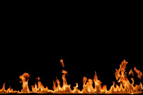 Fire flames on black background. Foto stock