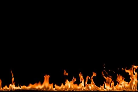 Fire flames on black background. Stock-Fotos