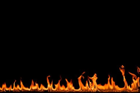 Fire flames on black background. 스톡 사진