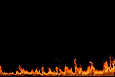 Fire flames on black background. Foto stock