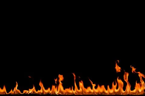 Fire flames on black background. Stock Photos