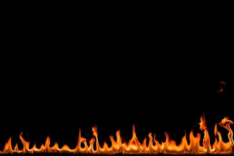 Fire flames on black background. Foto stock