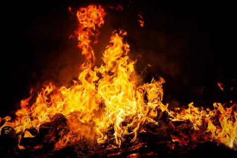 Fire flames on black background Foto stock