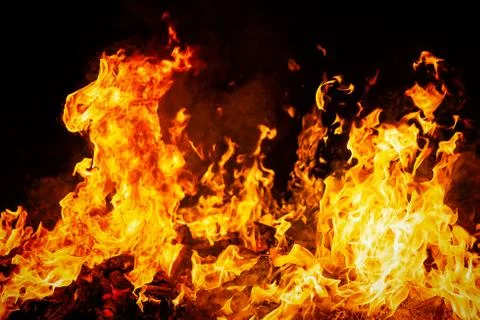 Fire flames on black background Stock Photos