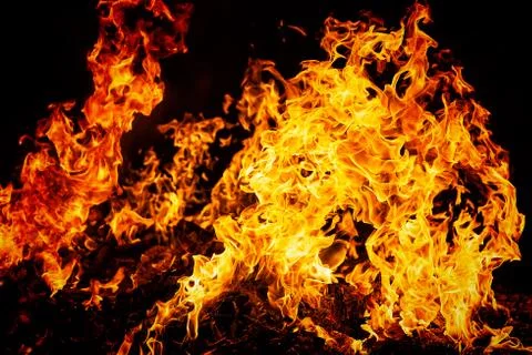 Fire flames on black background Stock Photos