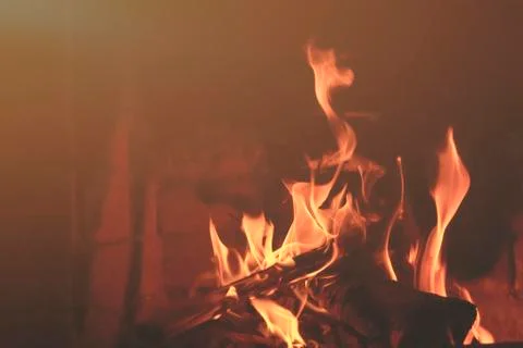 Fire flames on black background Stock Photos