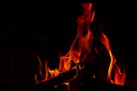 Fire flames on black background Stock Photos