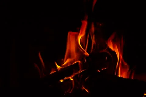 Fire flames on black background Stock Photos