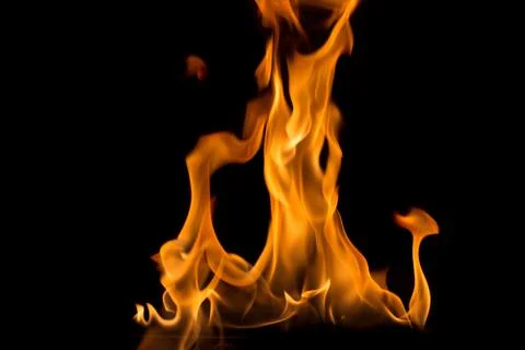 Fire flames on black background. Foto stock