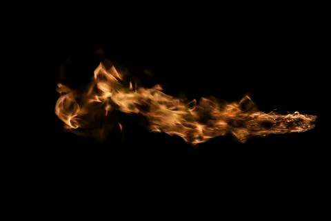 Fire flames on black background. Stock Photos
