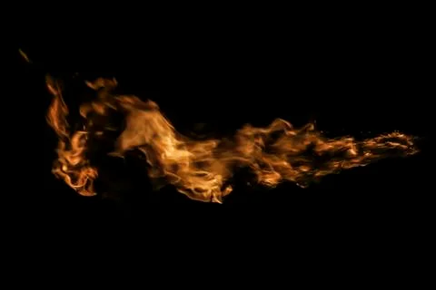 Fire flames on black background. Stock Photos