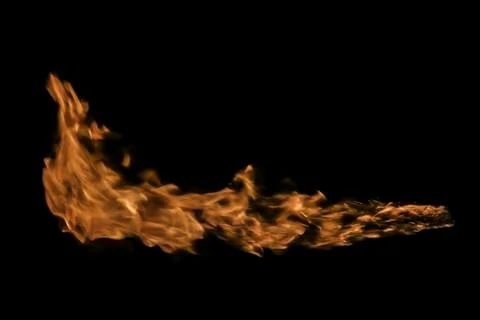 Fire flames on black background. Stock Photos