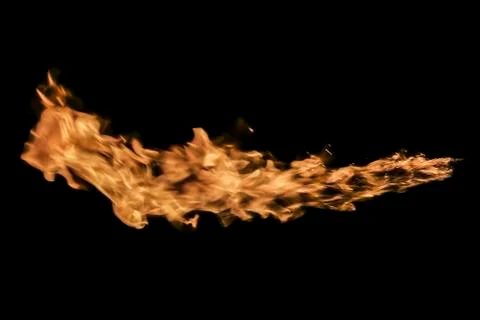 Fire flames on black background. Stock Photos