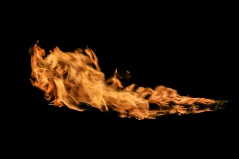 Fire flames on black background. Stock Photos
