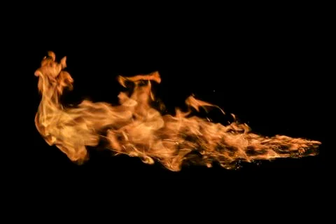 Fire flames on black background. Stock Photos