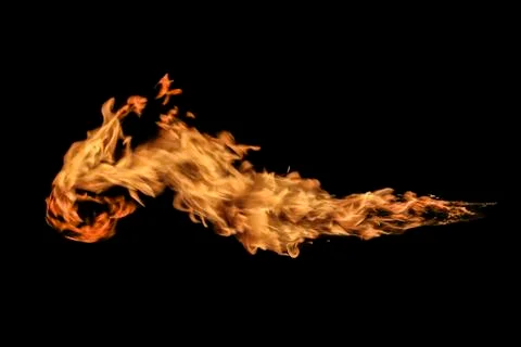 Fire flames on black background. Stock Photos