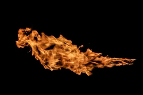 Fire flames on black background. Stock Photos