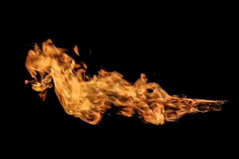 Fire flames on black background. Stock Photos