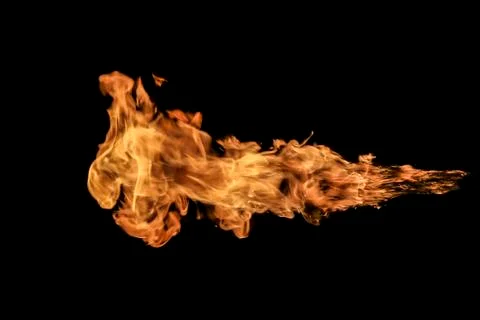 Fire flames on black background. Stock Photos