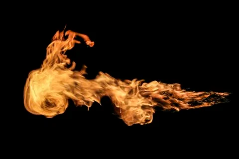 Fire flames on black background. Stock Photos