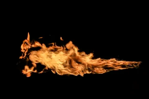 Fire flames on black background. Stock Photos