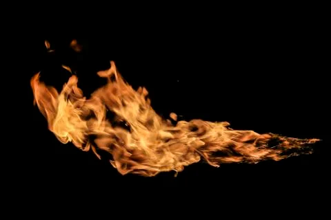 Fire flames on black background. Stock Photos