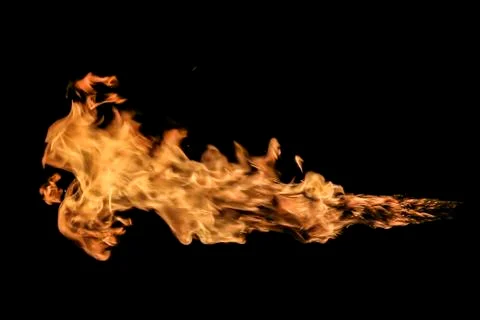 Fire flames on black background. Stock Photos