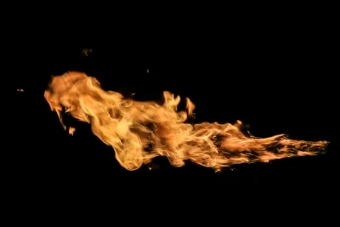 Fire flames on black background. Stock Photos