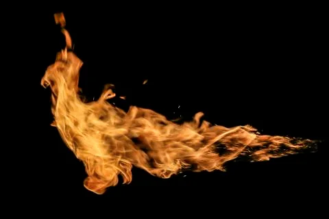 Fire flames on black background. Stock Photos