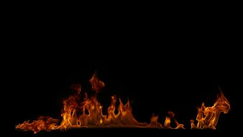 Fire flames on black background. Stock Photos