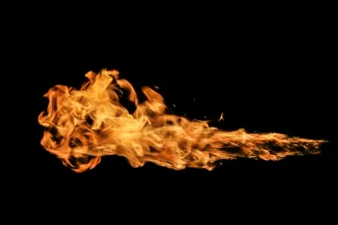 Fire flames on black background. Stock Photos