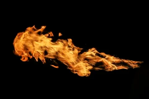 Fire flames on black background. Stock Photos