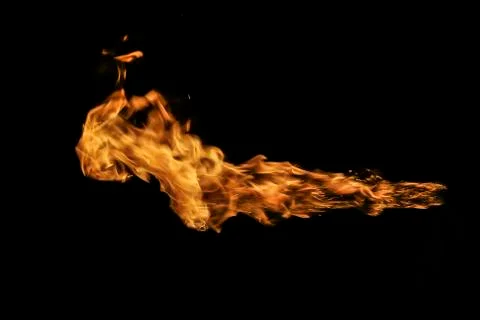 Fire flames on black background. Stock Photos