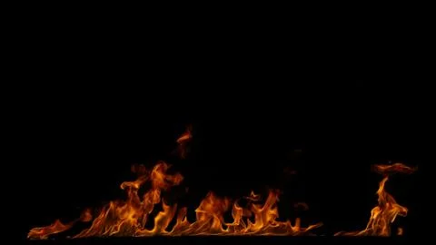 Fire flames on black background. Stock Photos