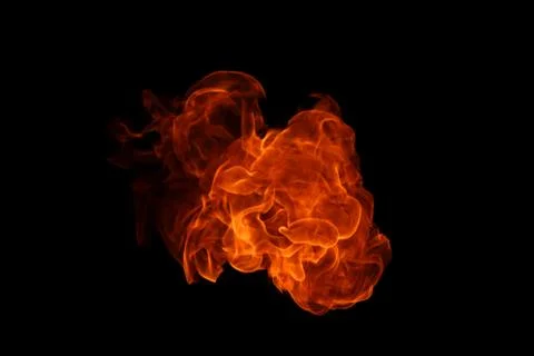 Fire flames on black background. Stock Photos