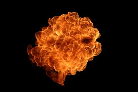 Fire flames on black background. Stock Photos