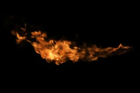 Fire flames on black background. Stock Photos