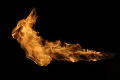 Fire flames on black background. Stock Photos