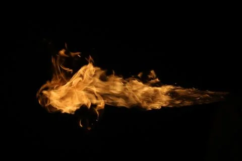 Fire flames on black background. Stock Photos