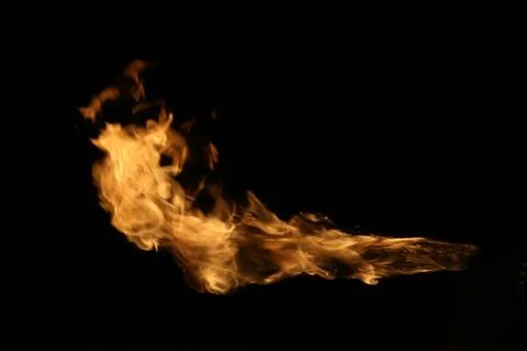 Fire flames on black background. Stock Photos