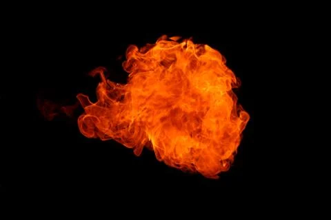 Fire flames on black background. Stock Photos